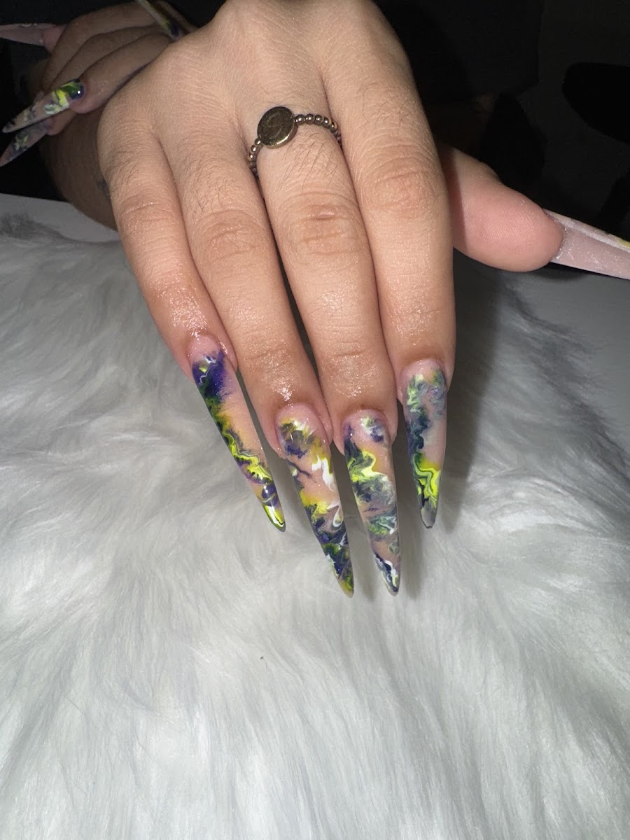 Glossy gel manicure close-up